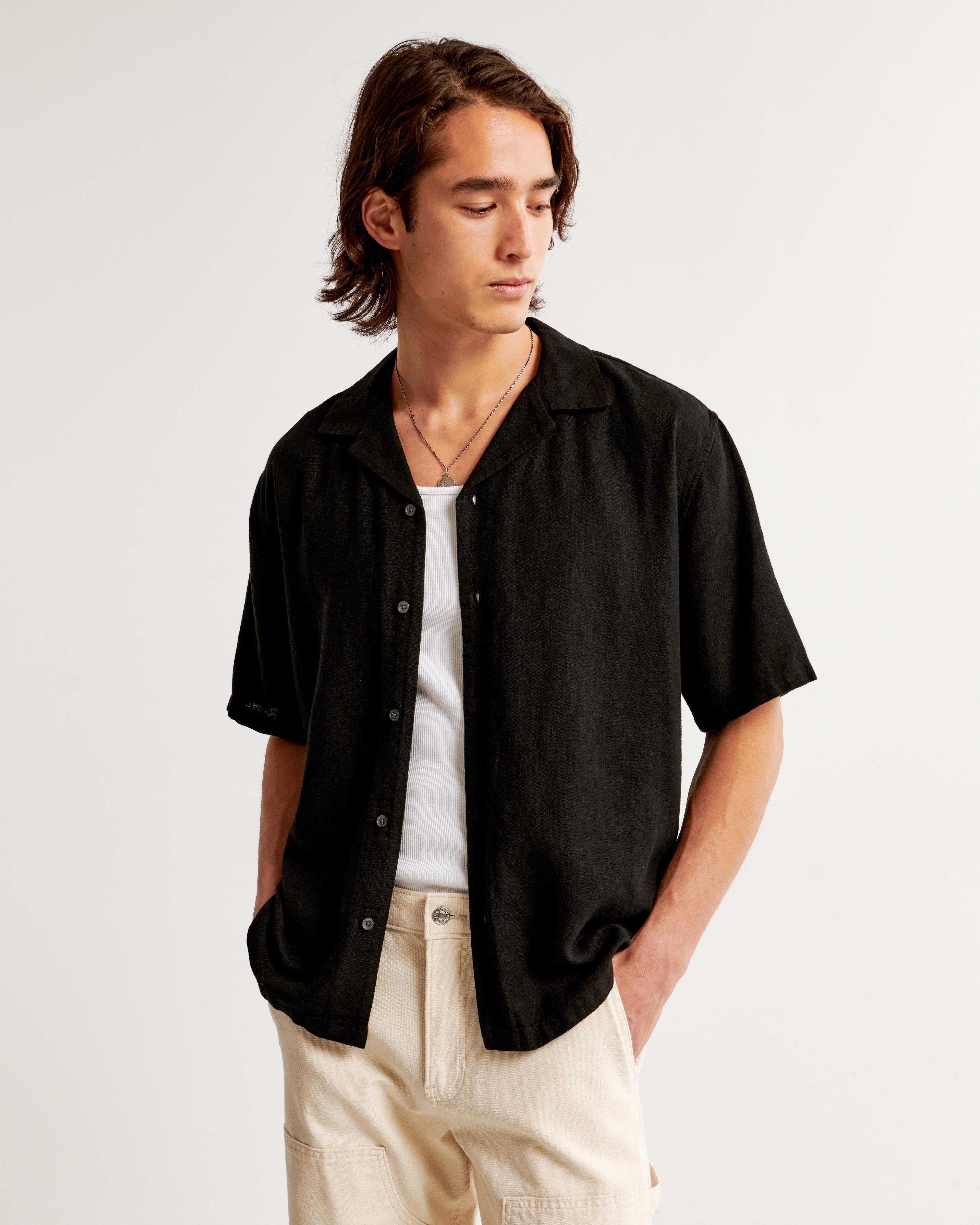 Camp Collar Summer Linen-Blend Shirt Product Image