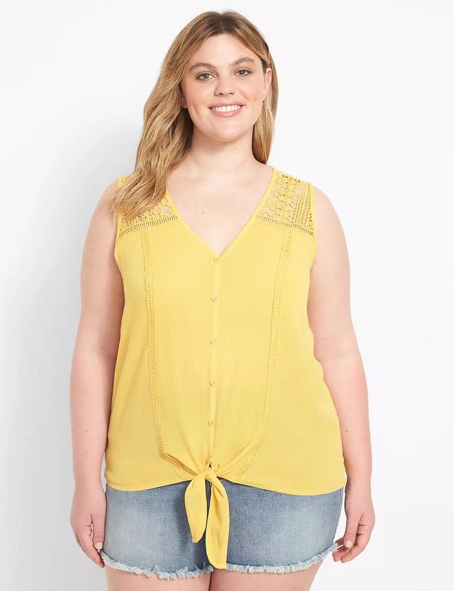 Classic Button-Front Tank With Tie-Hem Product Image