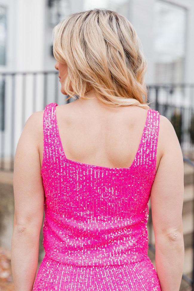 Holiday Fun Pink Sequin Cropped Tank FINAL SALE Product Image