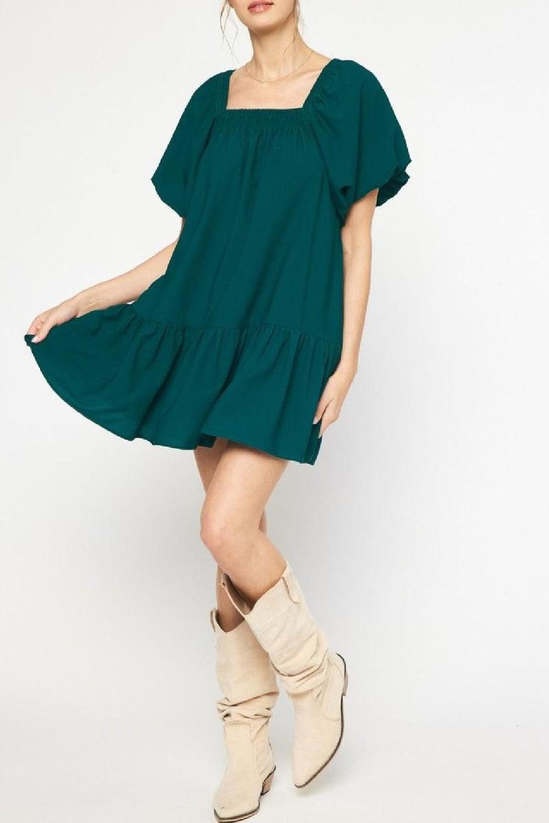 Puff Sleeve Solid Dress Product Image