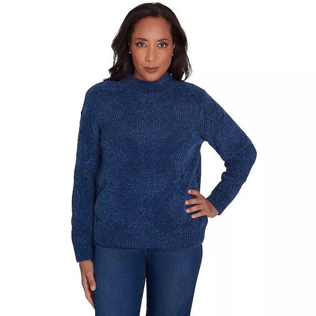 Petite Alfred Dunner Diamond Rib Chenille Mockneck Sweater, Womens Product Image