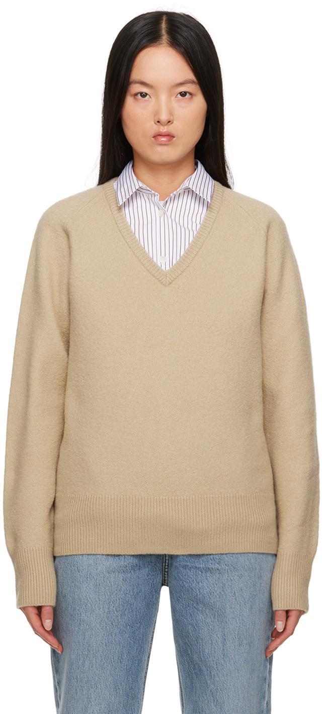 Beige Rib Sweater In 058 Oat Product Image