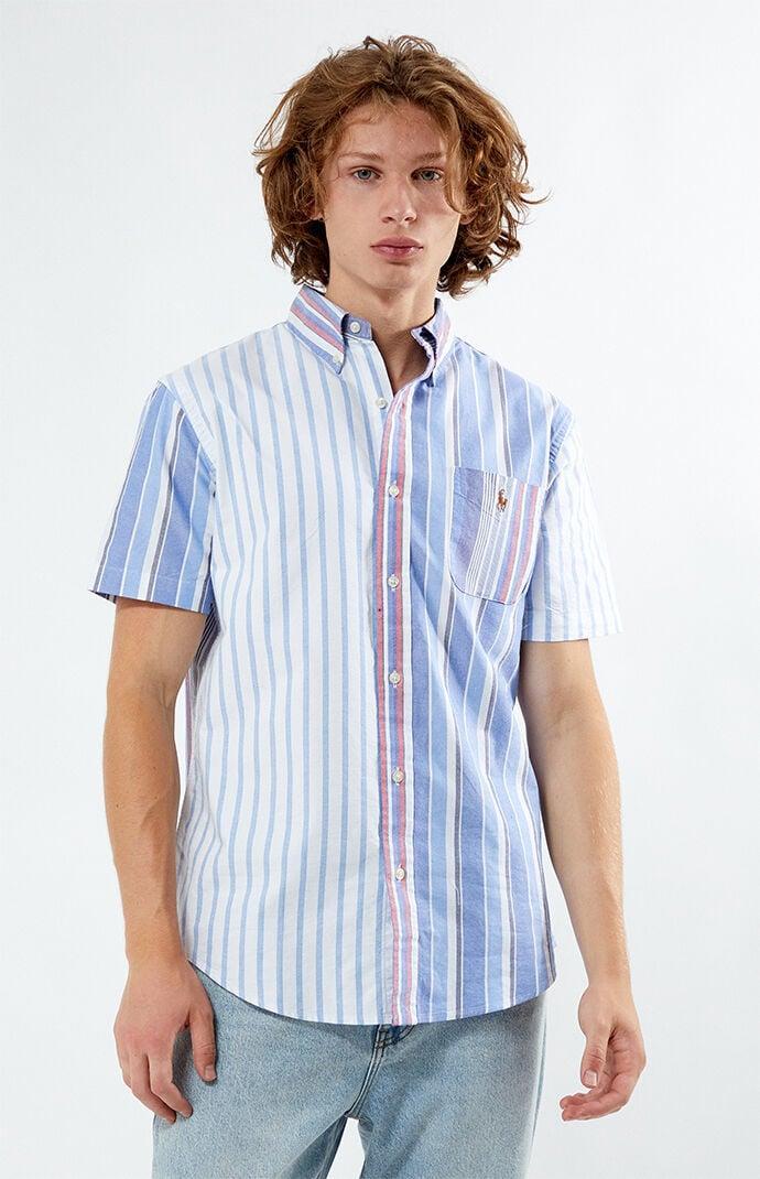 Mens Colorblocked Stripe Oxford Short-Sleeve Sport Shirt Product Image