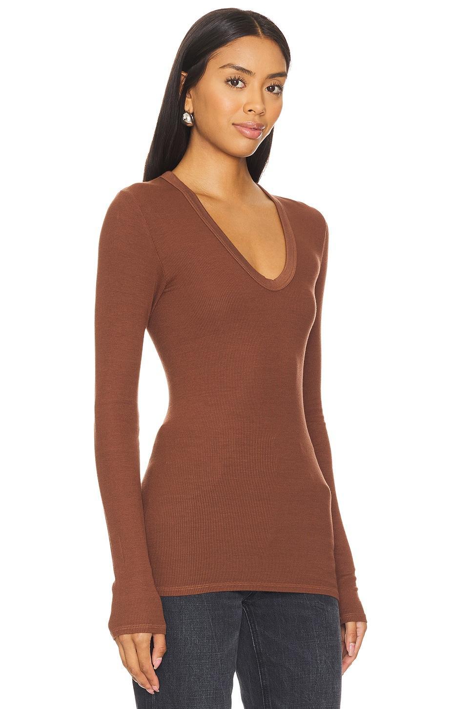 Rib Bold U-neck Long Sleeve Enza Costa Product Image