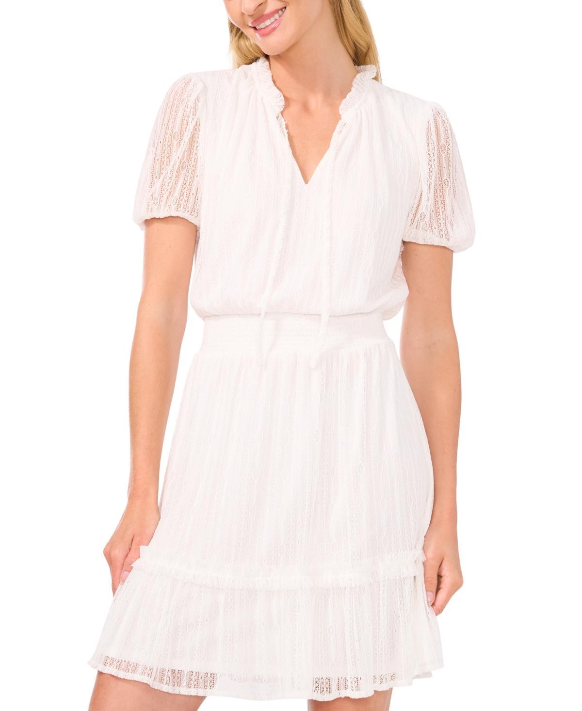 CeCe Womens Short-Sleeve V-Neck Smocked-Waist Dress product image