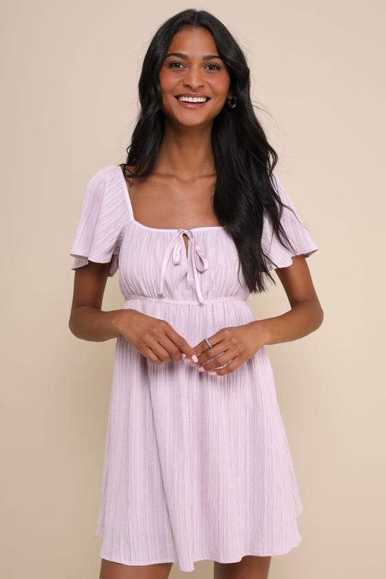 Intentionally Adorable Lavender Plisse Textured Mini Dress Product Image