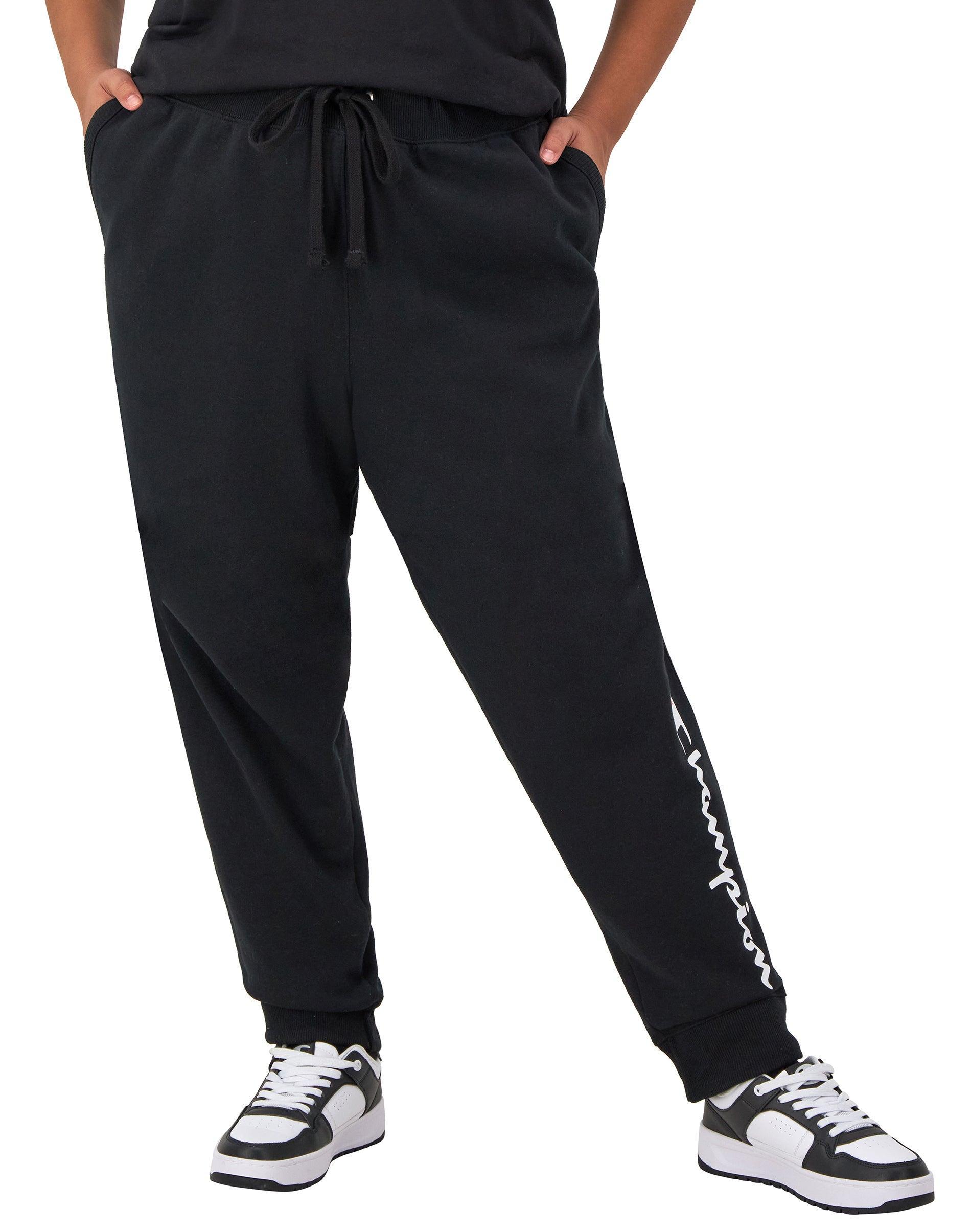 Womens Champion Powerblend Joggers, Script Logo, 29 (Plus Size) Oxford Grey 1X product image