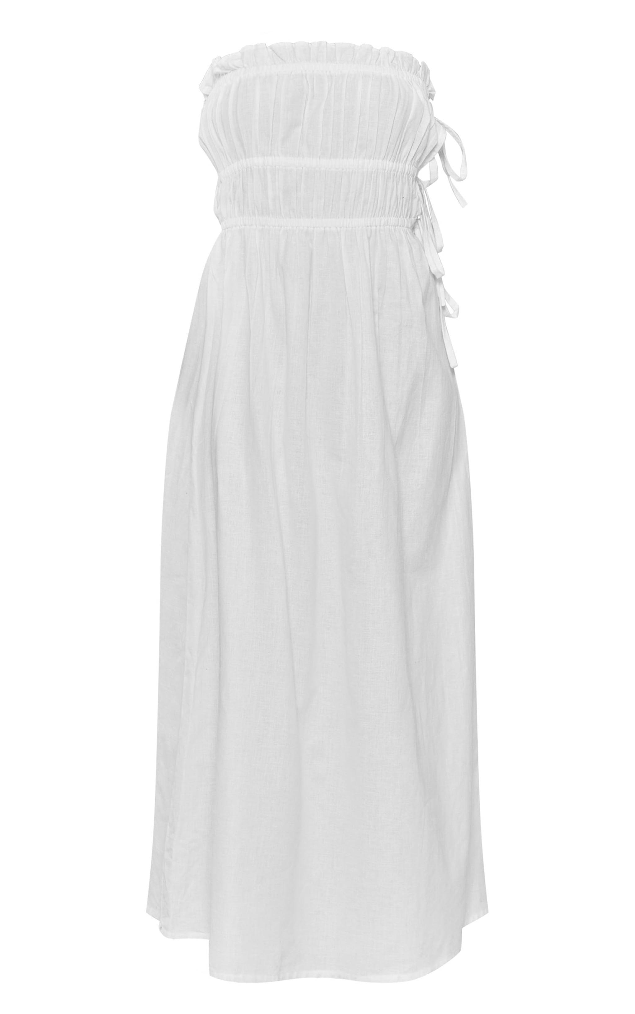 Tall White Faux Linen Tie Side Midaxi Dress Product Image