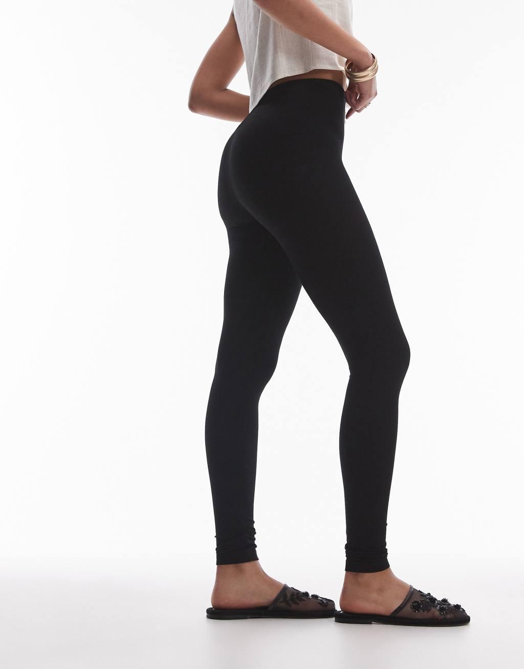 Topshop Tall high waist leggings in black Product Image