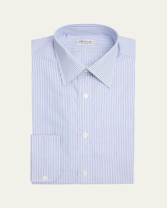 Mens Cotton Stripe Dress Shirt Product Image