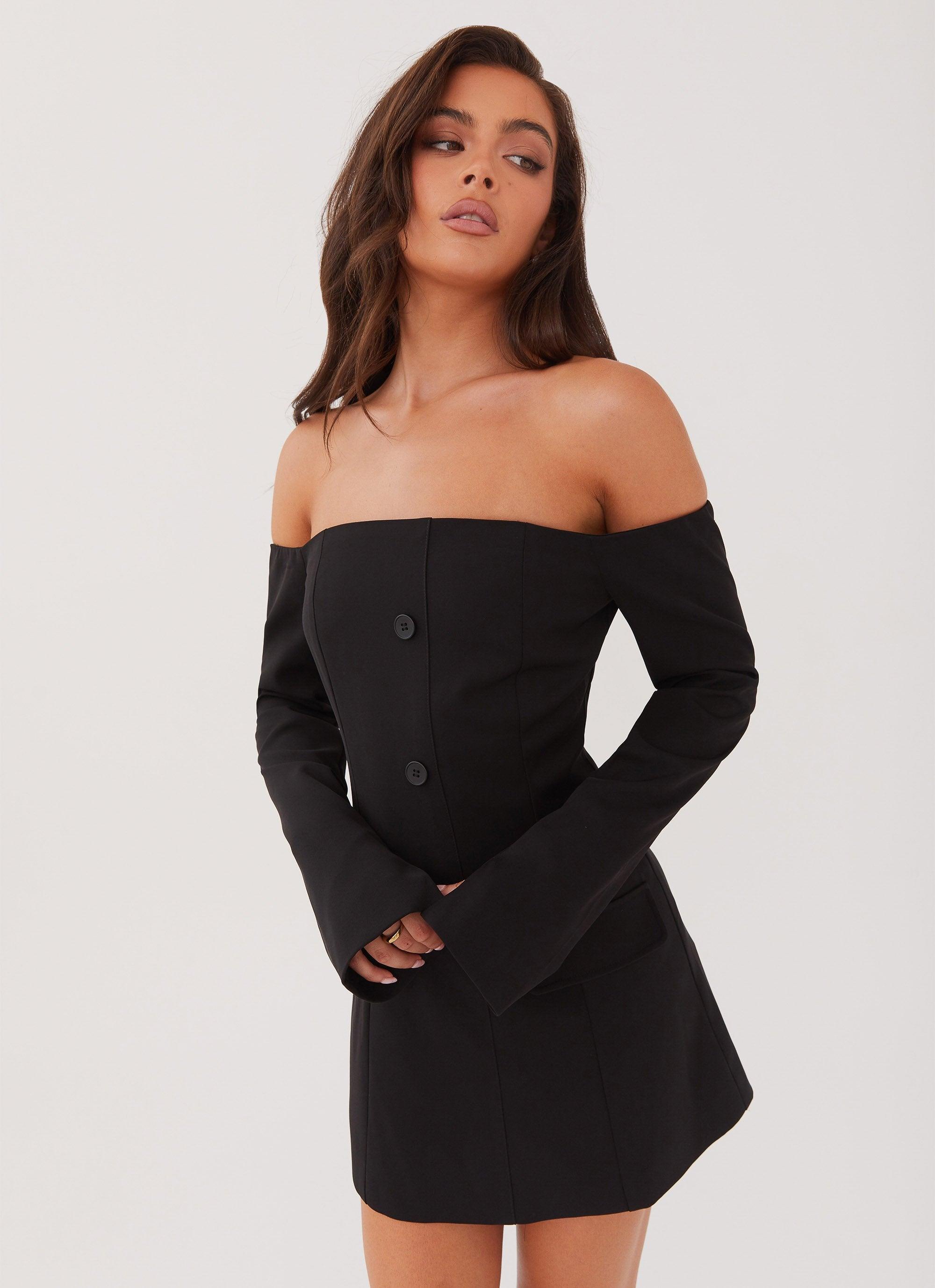 Dominique Blazer Mini Dress - Black Product Image