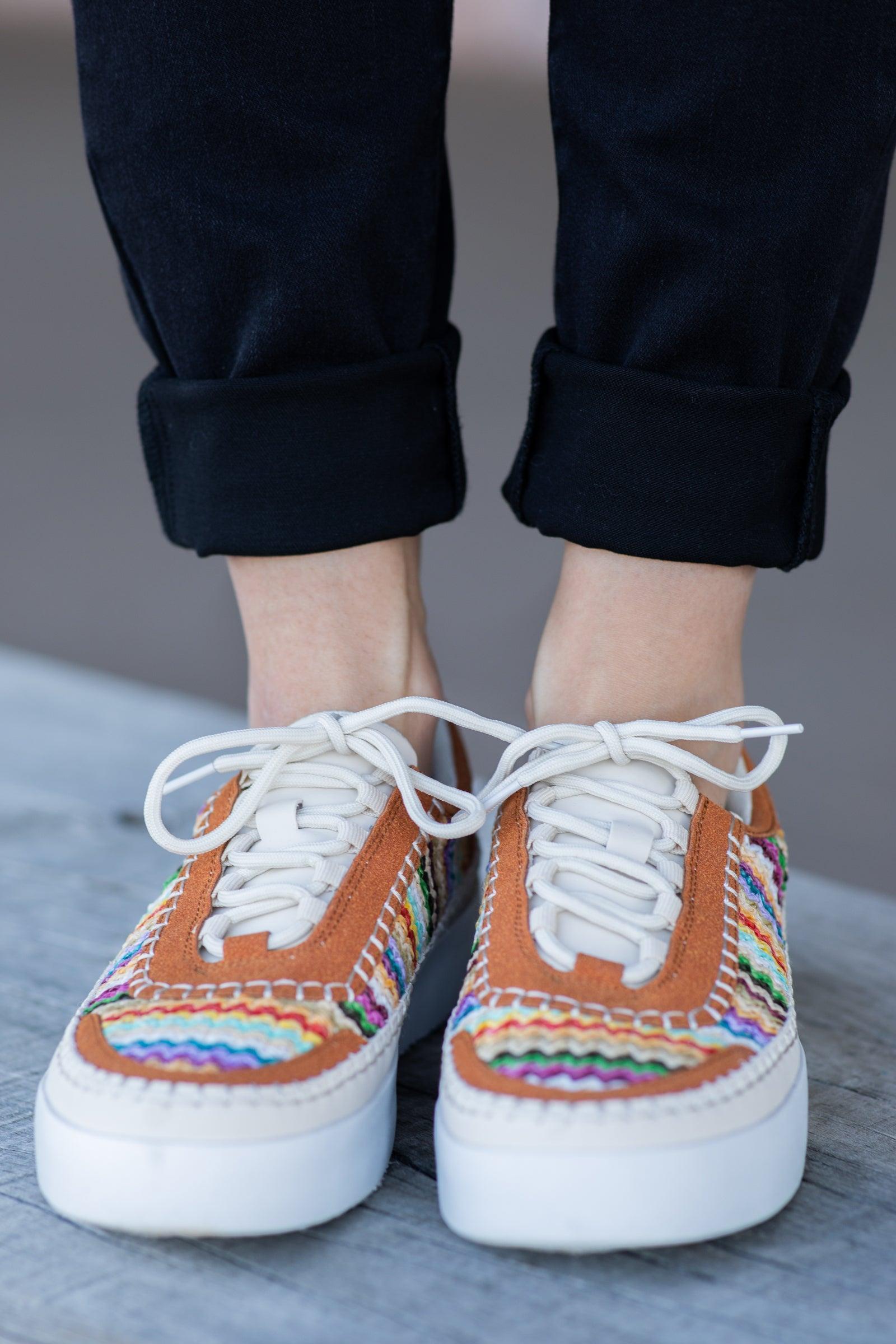 Copper Tweed Textured Platform Sneakers Product Image