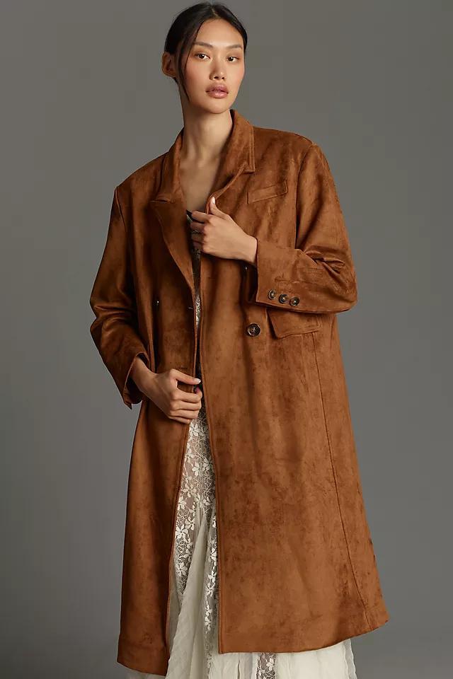 By Anthropologie Faux-Suede Trench Coat Product Image