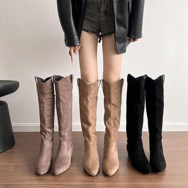 Pointed Toe Hidden Wedge Tall Boots Product Image