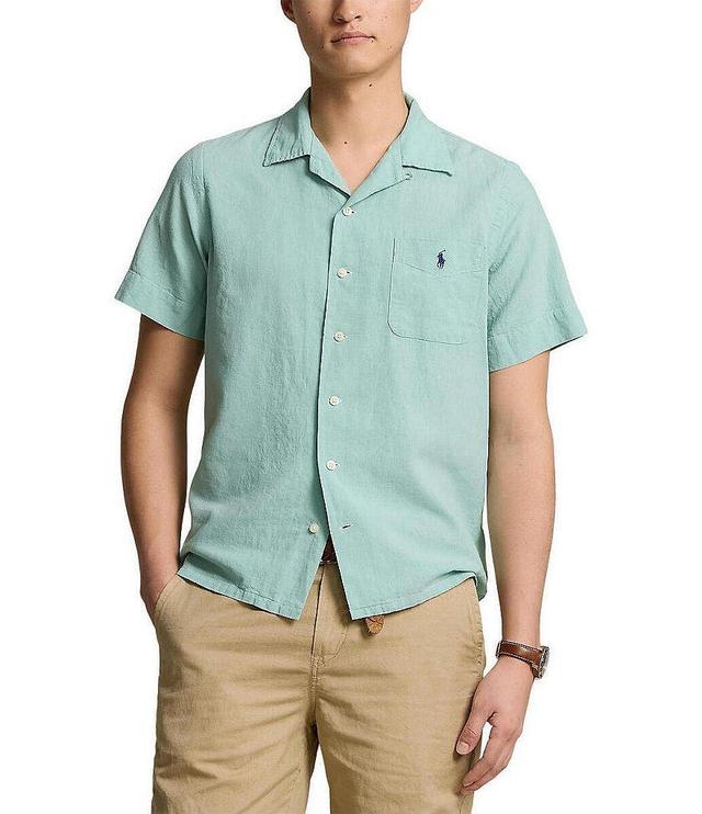 Polo Ralph Lauren Classic Fit Linen Blend Short Sleeve Woven Camp Shirt Product Image