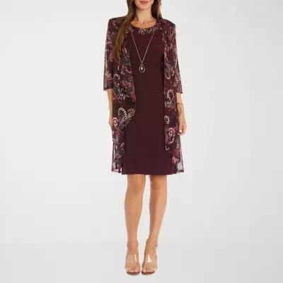 R & M Richards Womens Jacket Dress With Removable Necklace Product Image