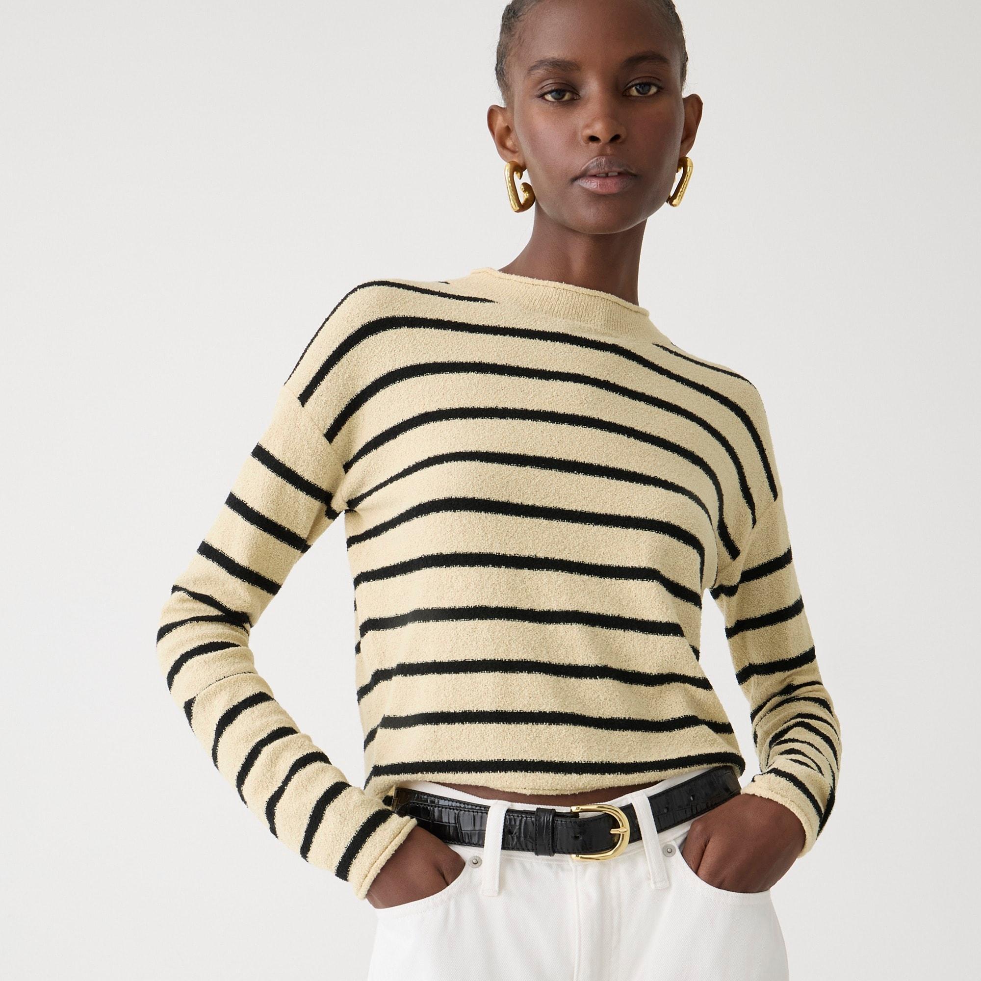 Cropped bouclé Rollneck™ sweater in stripe Product Image