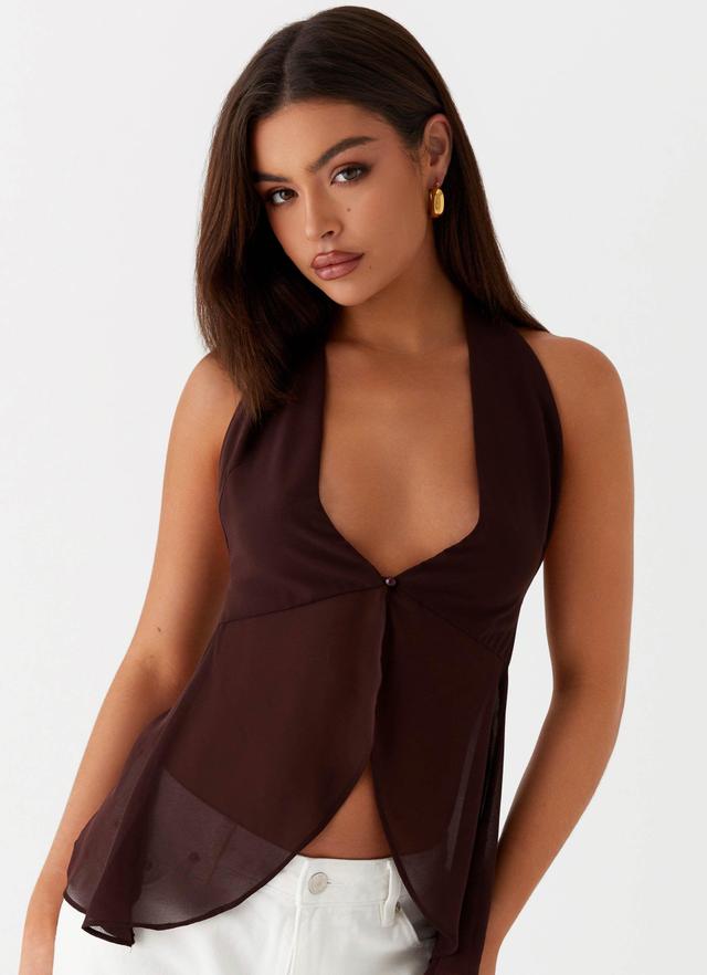 At Last Halterneck Top - Brown Product Image