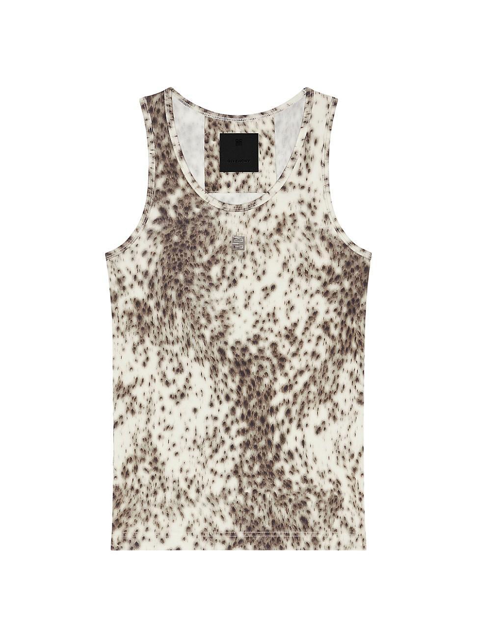 Womens Slim Fit Tank Top In Jersey With Snow Leopard Print Product Image