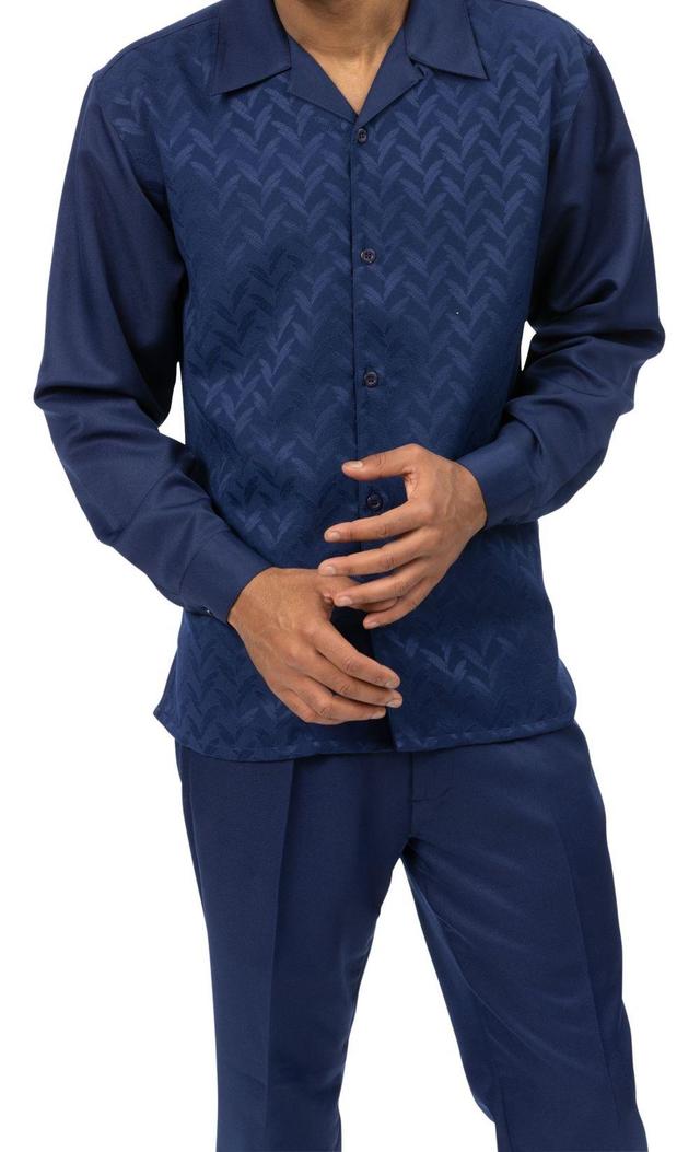 Navy Chevron Tone on Tone Long Sleeve Walking Suit Product Image