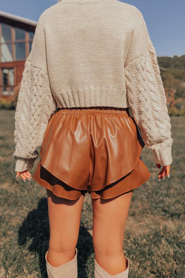 Midnight Kiss High Waist Faux Leather Shorts In Camel Product Image