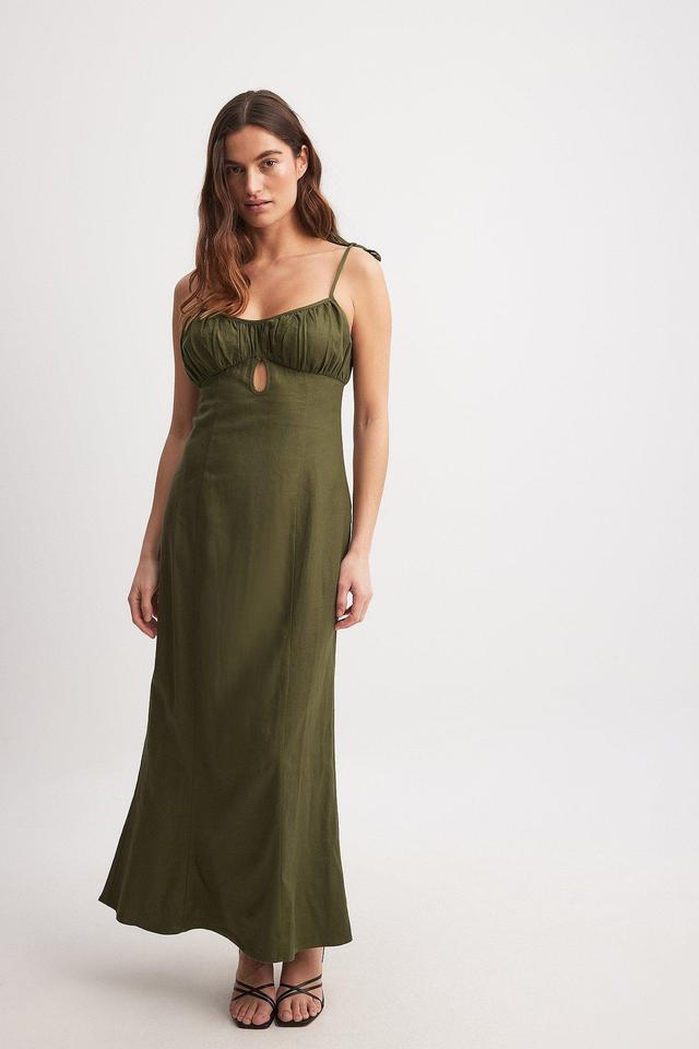 Linen Blend Tie Straps Midi Dress Product Image