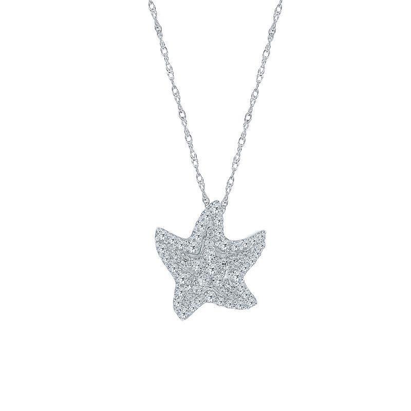 Sterling Silver 1/4 Carat T.W. Diamond Starfish Pendant Necklace, Womens Product Image