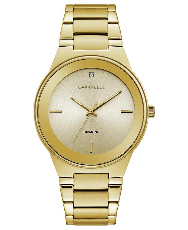 Caravelle Designed by Bulova Mens Diamond-Accent Gold-Tone Stainless Steel Bracelet Watch 40mm Product Image