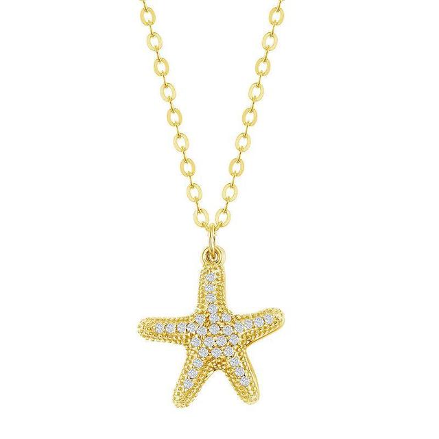 Argento Bella 14k Gold Over Silver Starfish with Cultured Freshwater Pearls & Cubic Zirconia Necklace, Womens Yellow Product Image