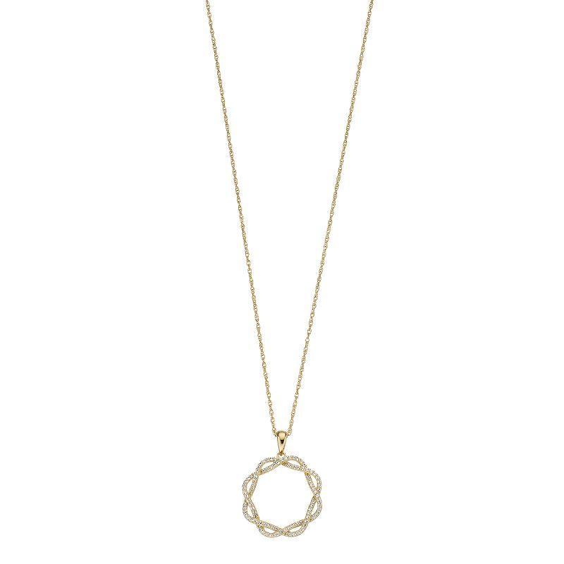 10k Gold Over Sterling Silver Lab-Created White Sapphire Circle Pendant Necklace, Womens Gold Tone Product Image