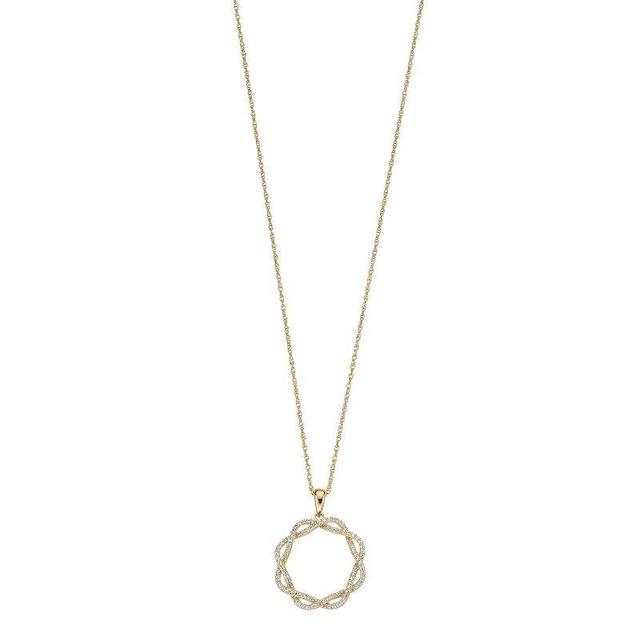 10k Gold Over Sterling Silver Lab-Created White Sapphire Circle Pendant Necklace, Womens Product Image