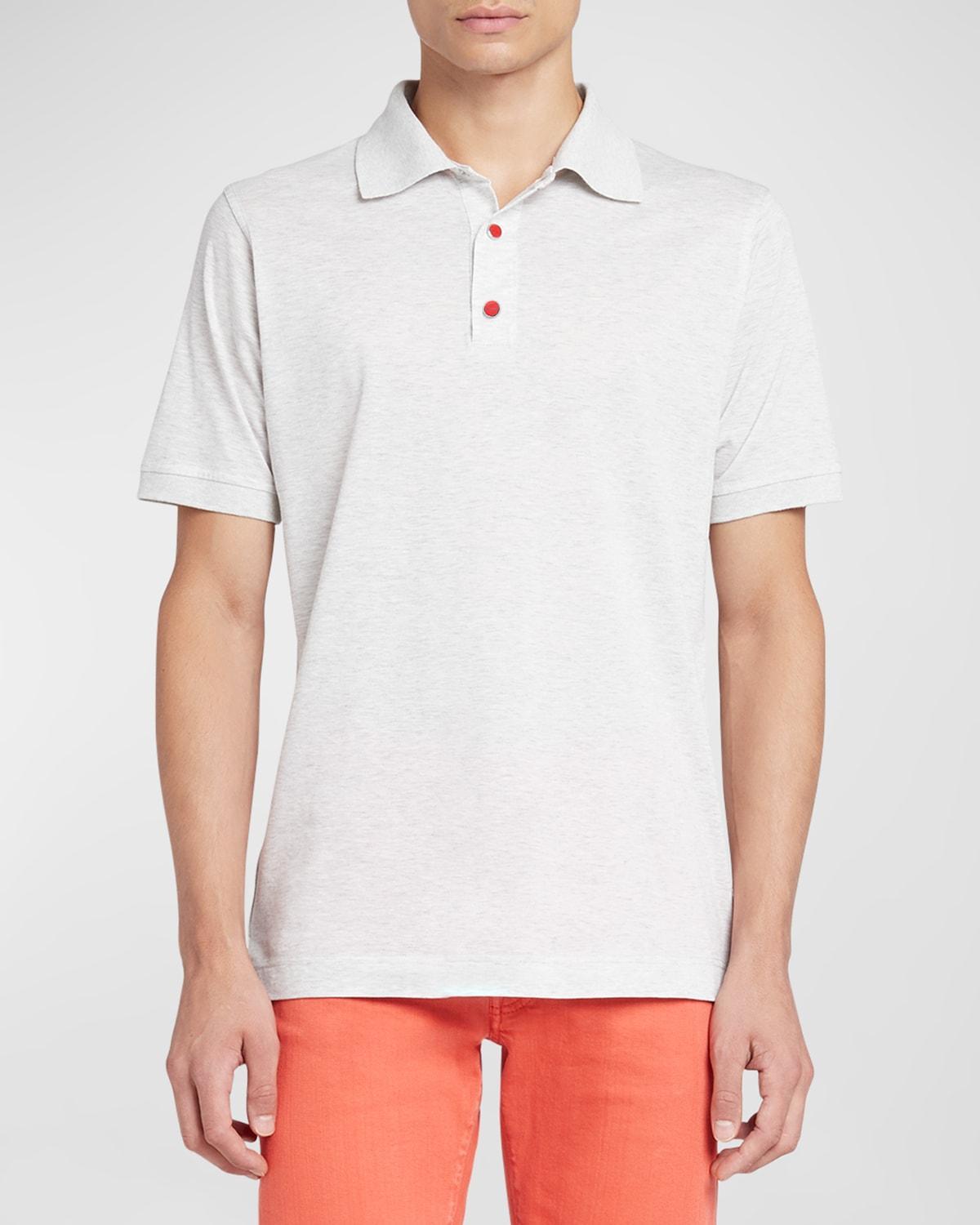 Mens Cotton Polo Shirt with Snap Placket Product Image