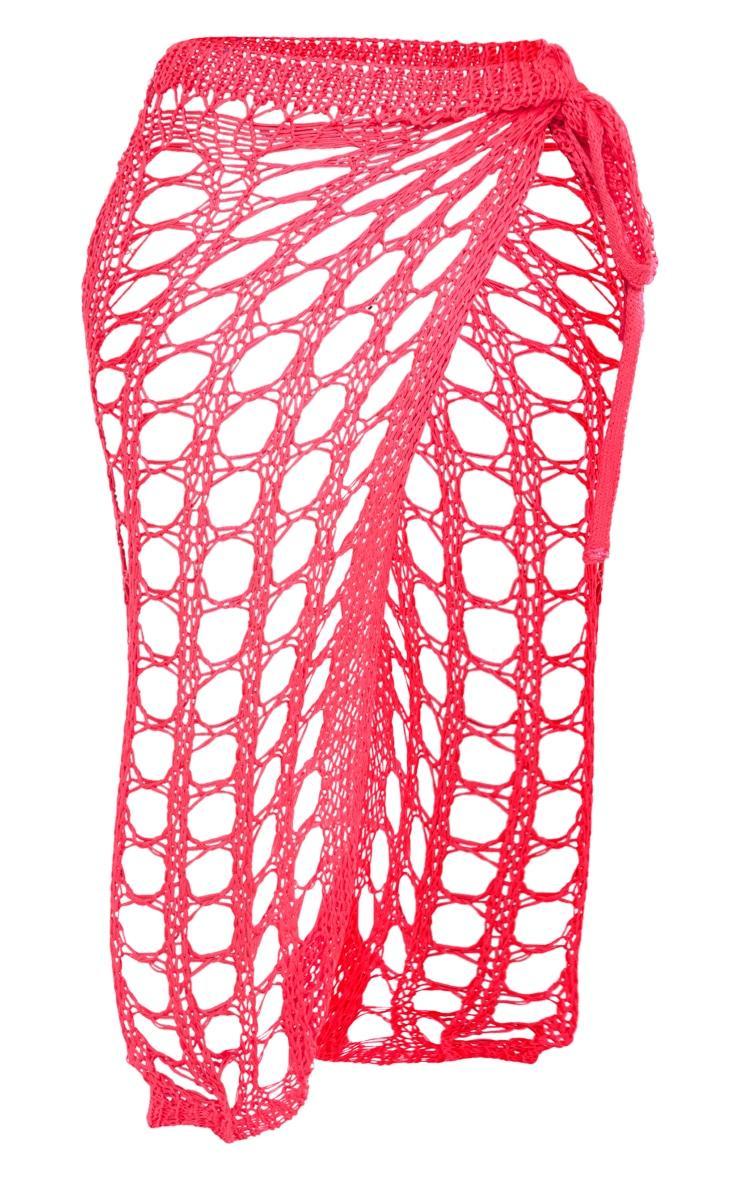 Shape Hot Pink Chunky Knit Split Midiaxi Skirt Product Image