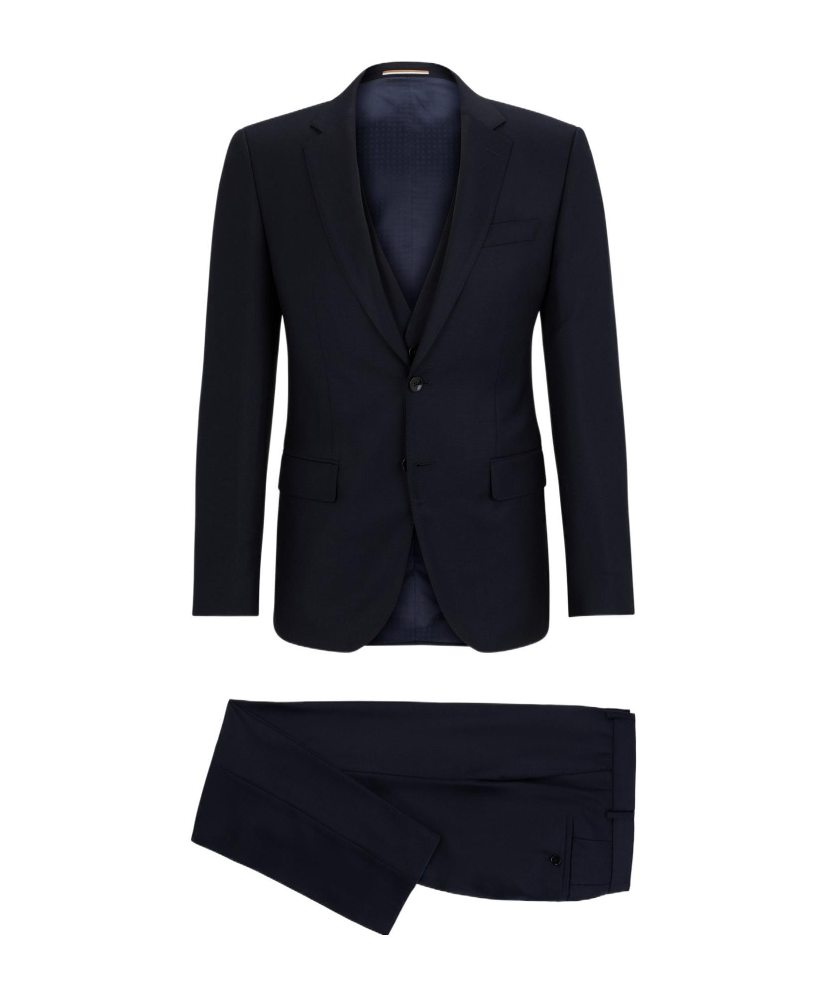 HUGO BOSS Single-breasted Jacket In Virgin-wool Serge In Grey Product Image