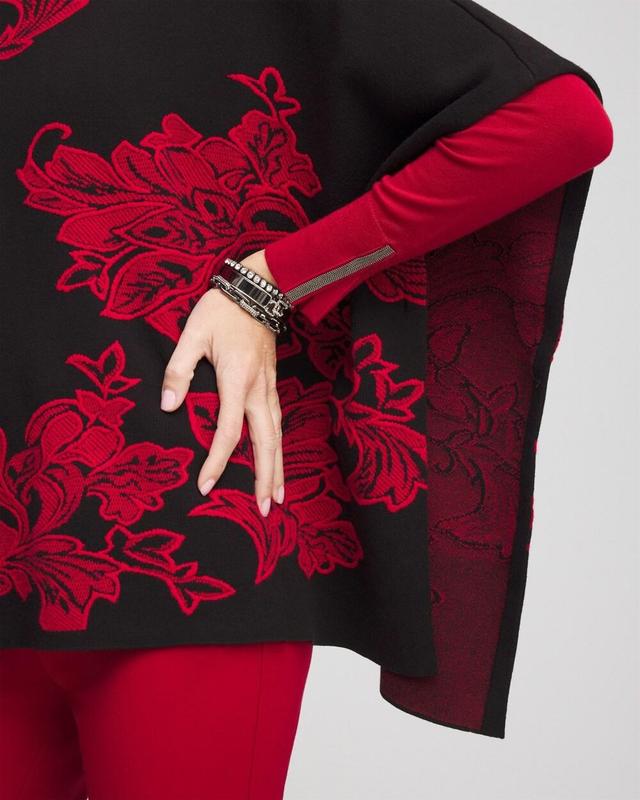 Jacquard Embroidered Mock Neck Poncho Product Image