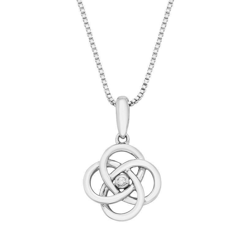 Sterling Silver Diamond Accent Celtic Knot Pendant Necklace, Womens Grey Product Image