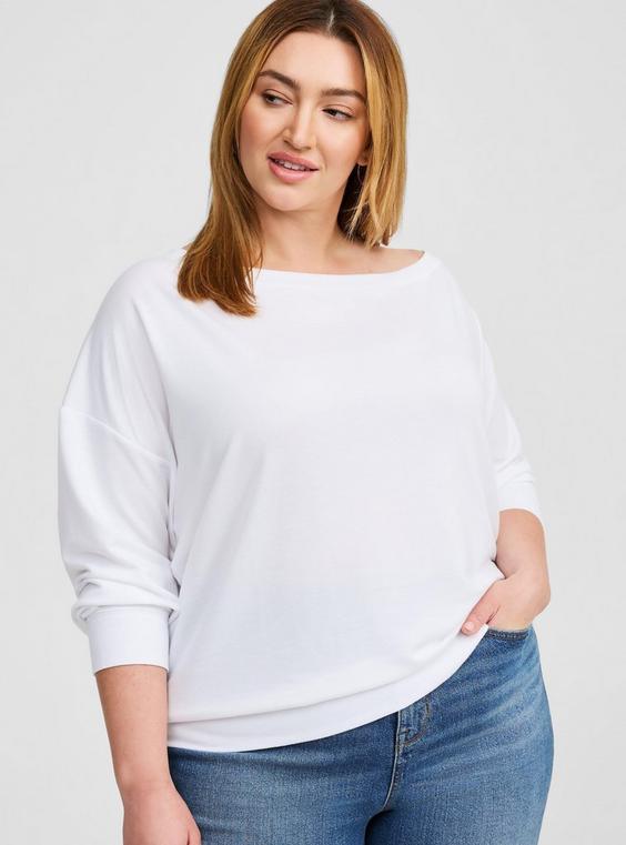 Off-Shoulder Light Weight French Terry Sweatshirt Product Image