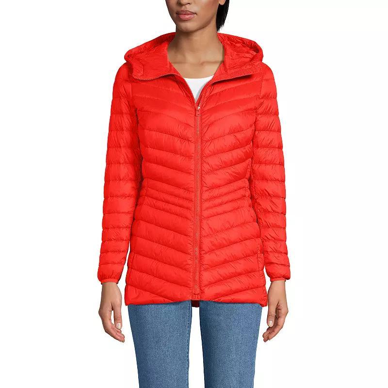 Womens Lands End Hooded Down Wanderweight Ultralight Packable Jacket Product Image