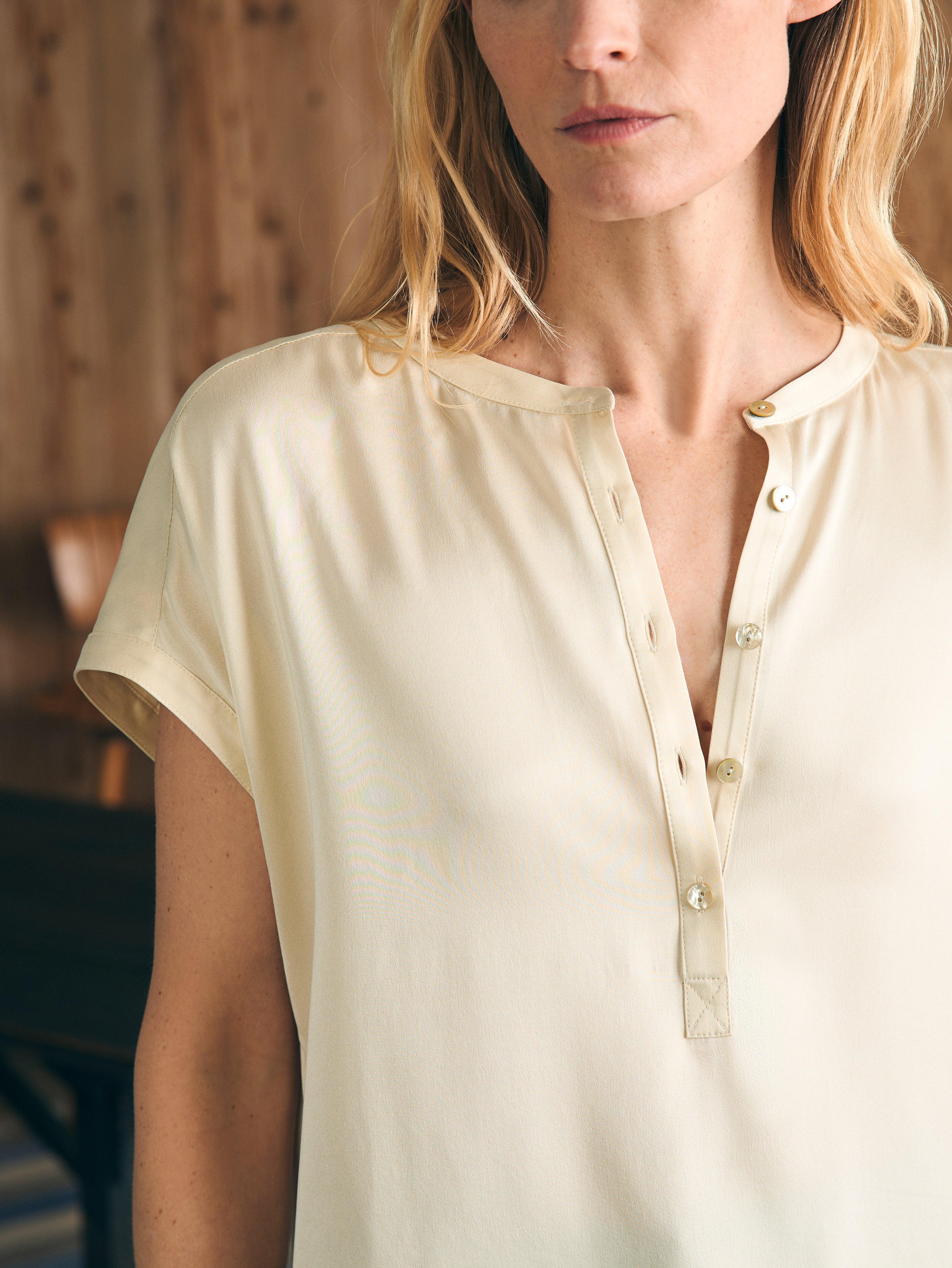 Sandwashed Silk Desmond Top - Pearled Ivory Female Product Image