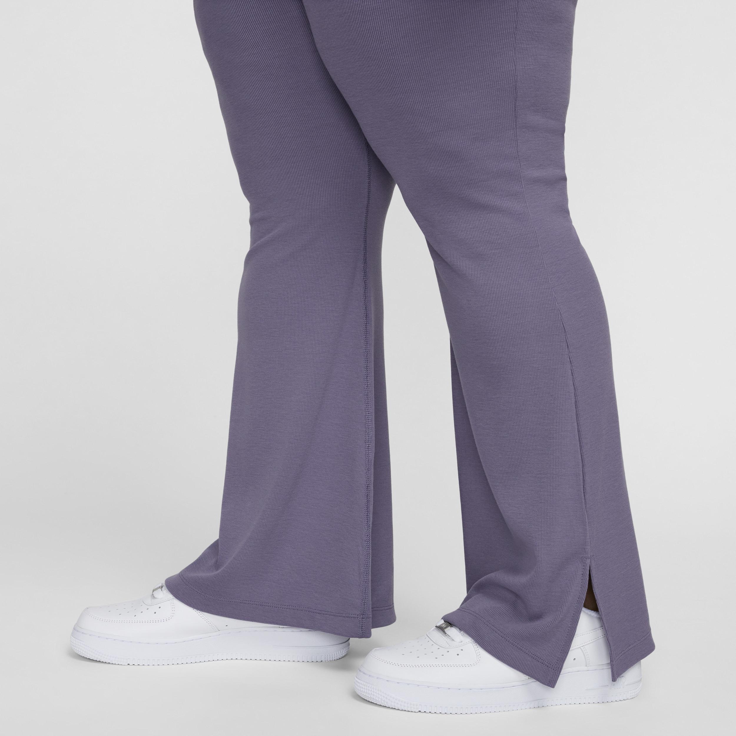 Womens Nike Sportswear Chill Knit Tight Mini-Rib Flared Leggings (Plus Size) Product Image