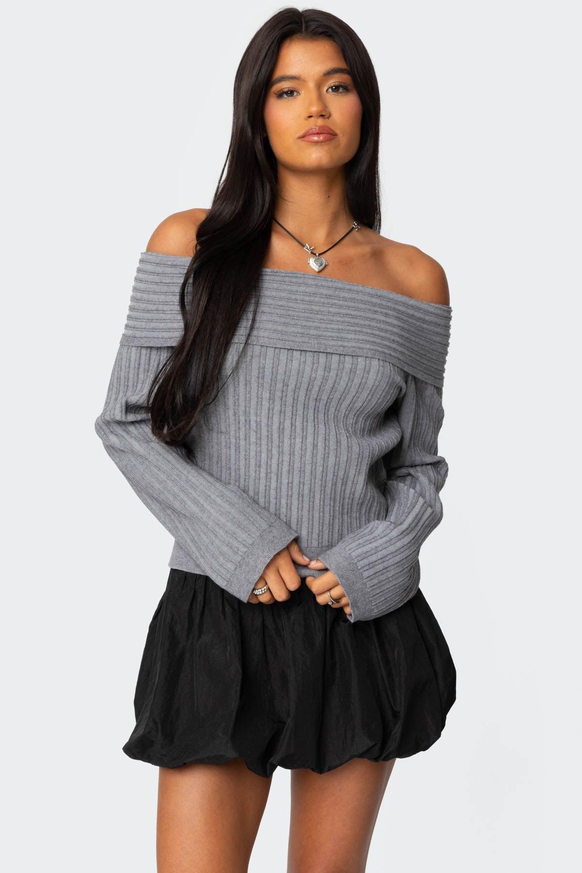 Brandy Fold Over Ribbed Sweater Product Image