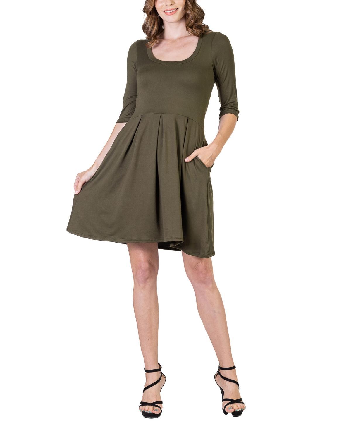 24seven Comfort Apparel Womens Three Quarter Sleeve Mini Dress Product Image