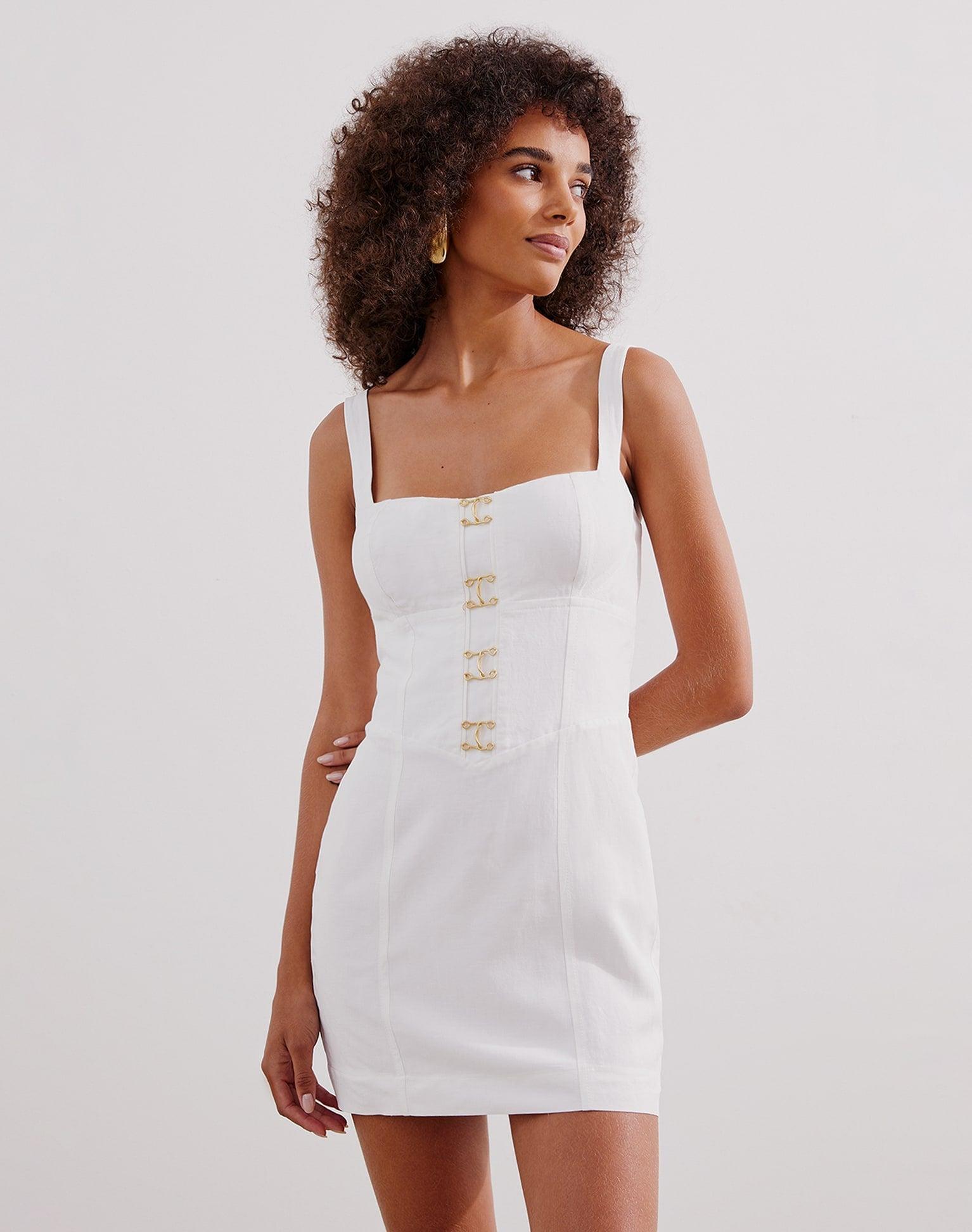 Riza Short Dress - Off White Product Image