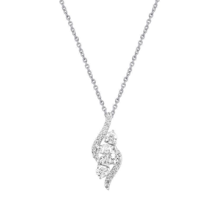 Royal Aura Sterling Silver 1/2 Carat T.W. Diamond Twist Pendant Necklace, Womens Product Image