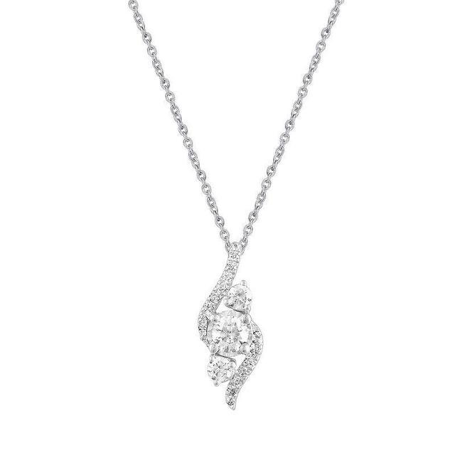 Royal Aura Sterling Silver 1/2 Carat T.W. Diamond Twist Pendant Necklace, Womens White Product Image