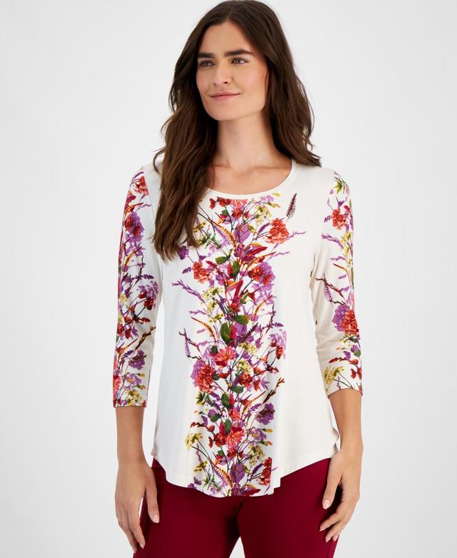 Jm Collection Womens Printed 3/4 Sleeve Top, Created for Macys Product Image