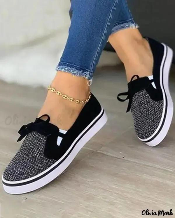 Olivia Mark – Velvet round toe sneakers with tie detail Product Image