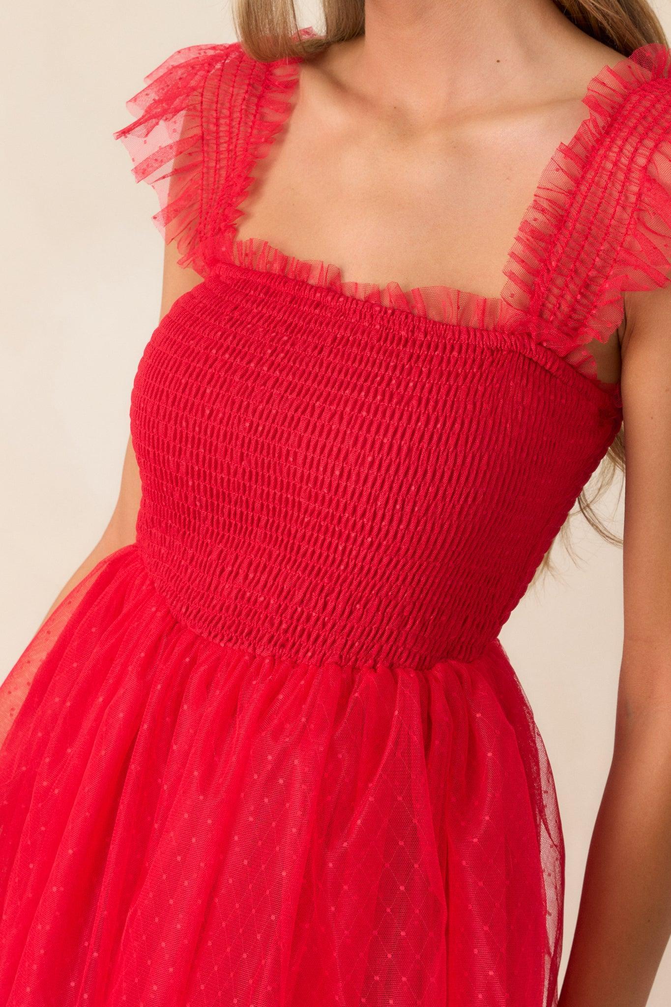 Shine Brighter Red Tiered Midi Dress Product Image