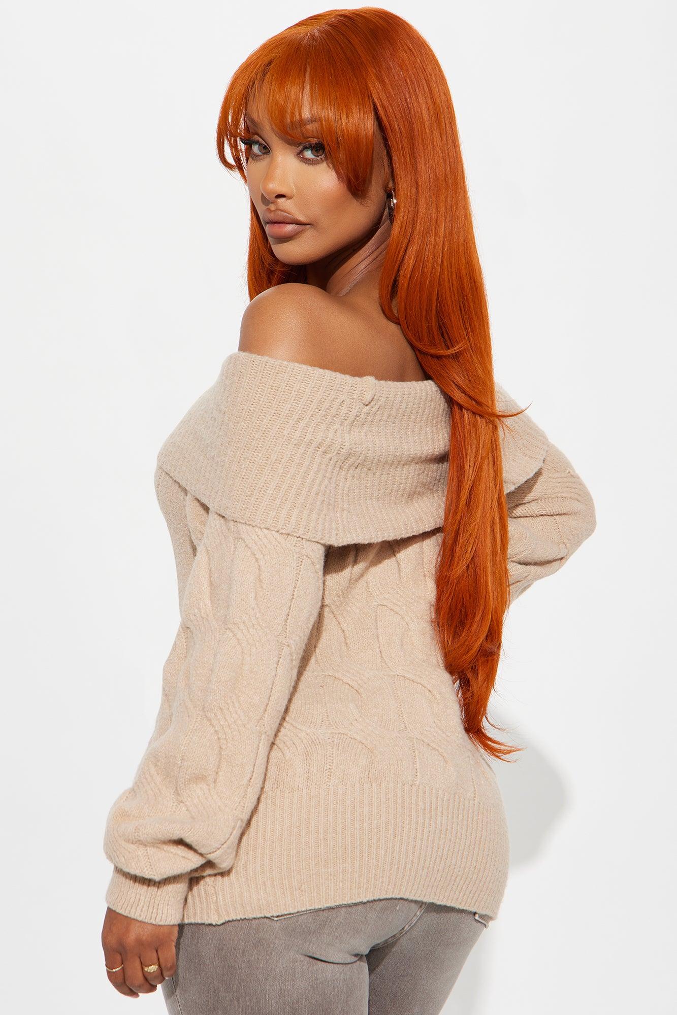 Mila Off Shoulder Sweater - Mocha Product Image