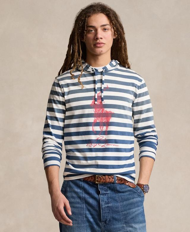 Polo Ralph Lauren Mens Striped Big Pony Hooded T-Shirt - Clancy Blue Product Image